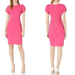 Scuba Tulip Sleeve Sheath Dress